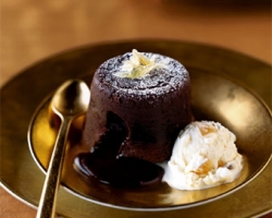 Decadent Spiced Molten Chocolate Mountain with Rum-Ginger Ice Cream