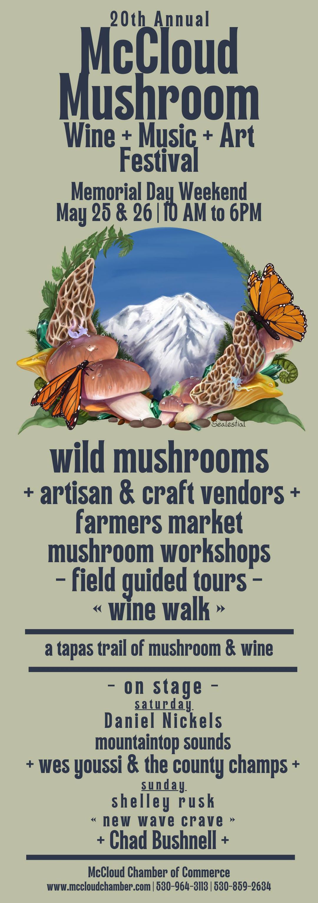 20th Annual McCloud Mushroom, Wine & Music Festival Events